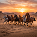Seven Horses Painting Sunrise Sand Dessert Perfect Power Energy Vastu