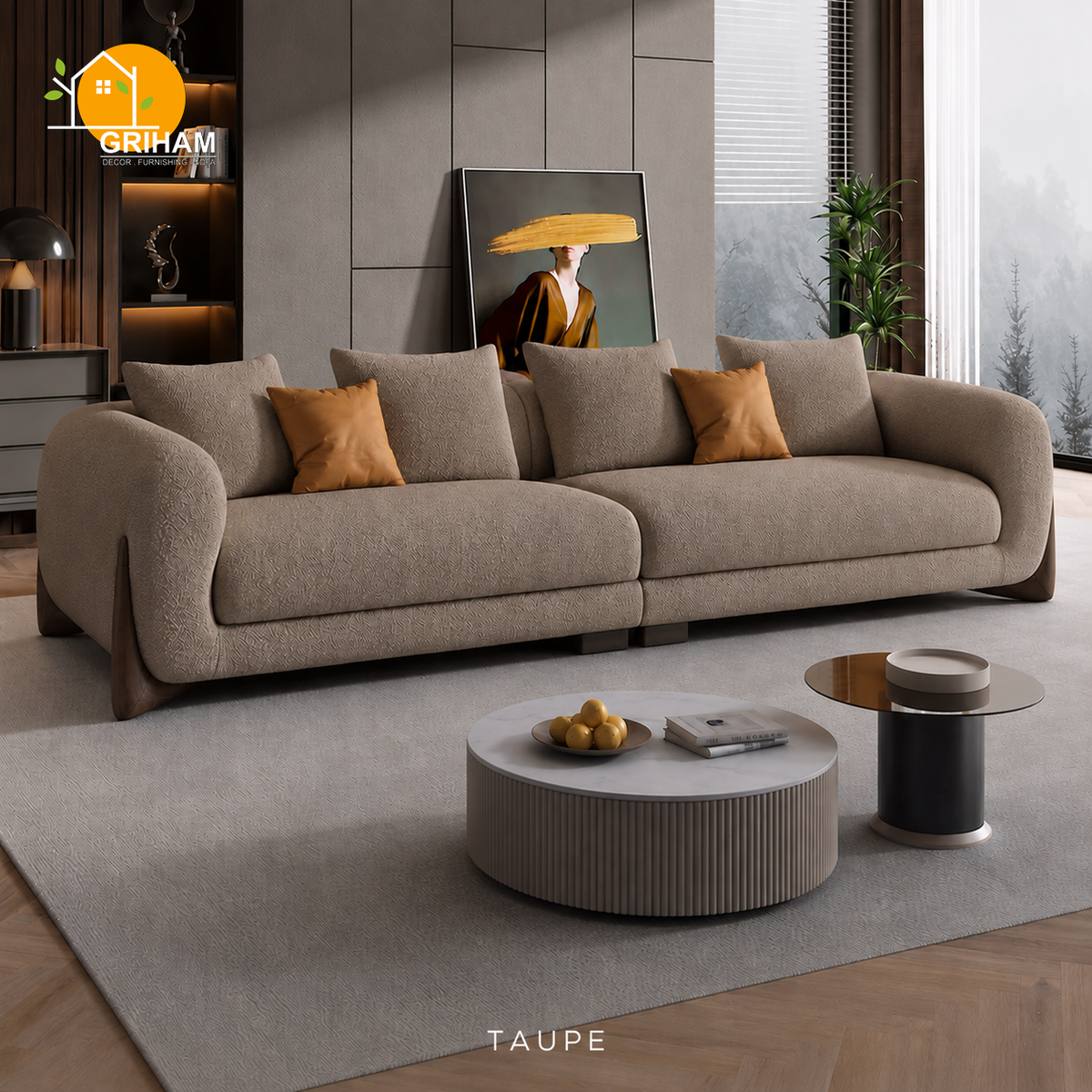 Cannes Boucle Sofa - 3 Seater in Taupe | Griham Decor