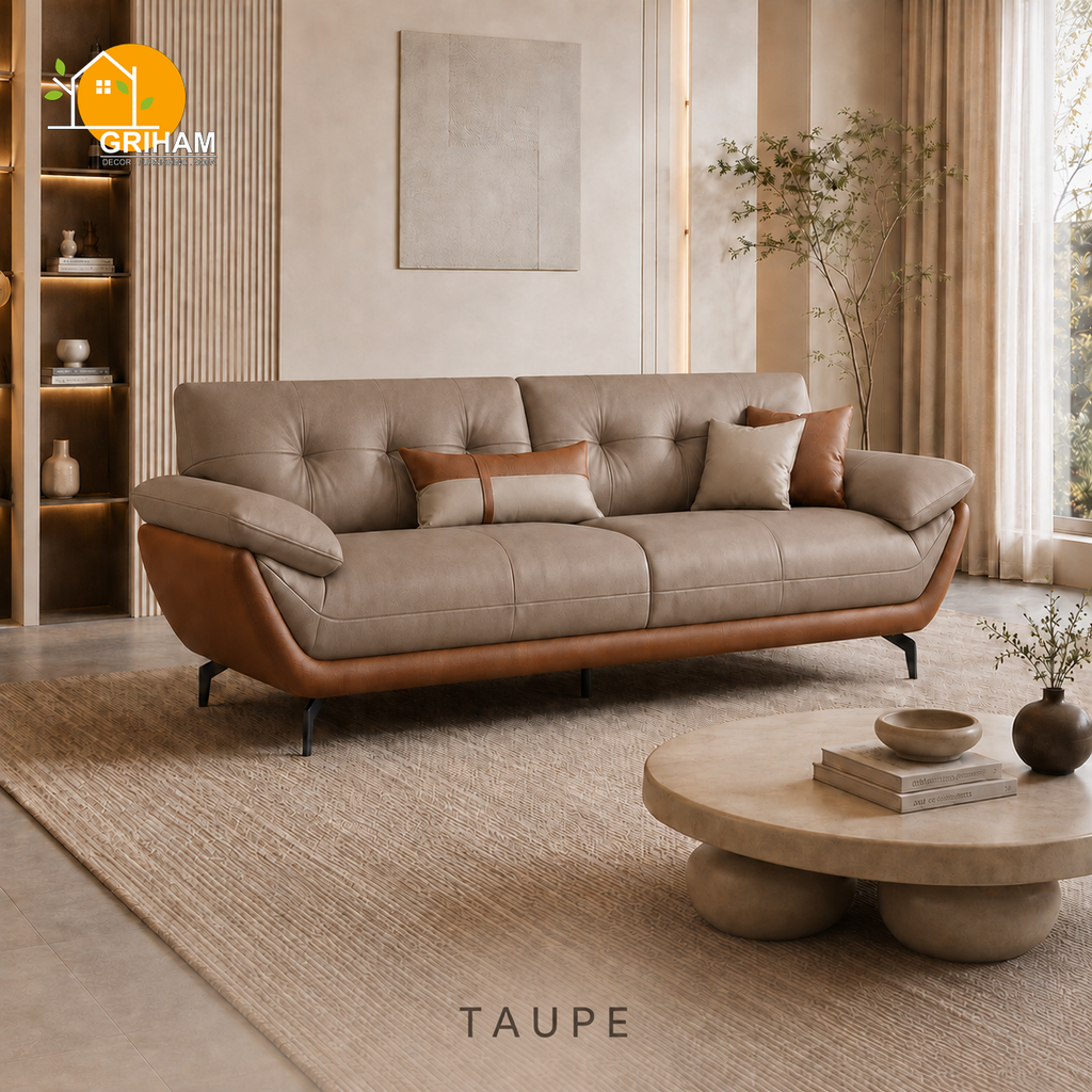 Monaco Curve Sofa - 3 Seater in Taupe | Griham Decor