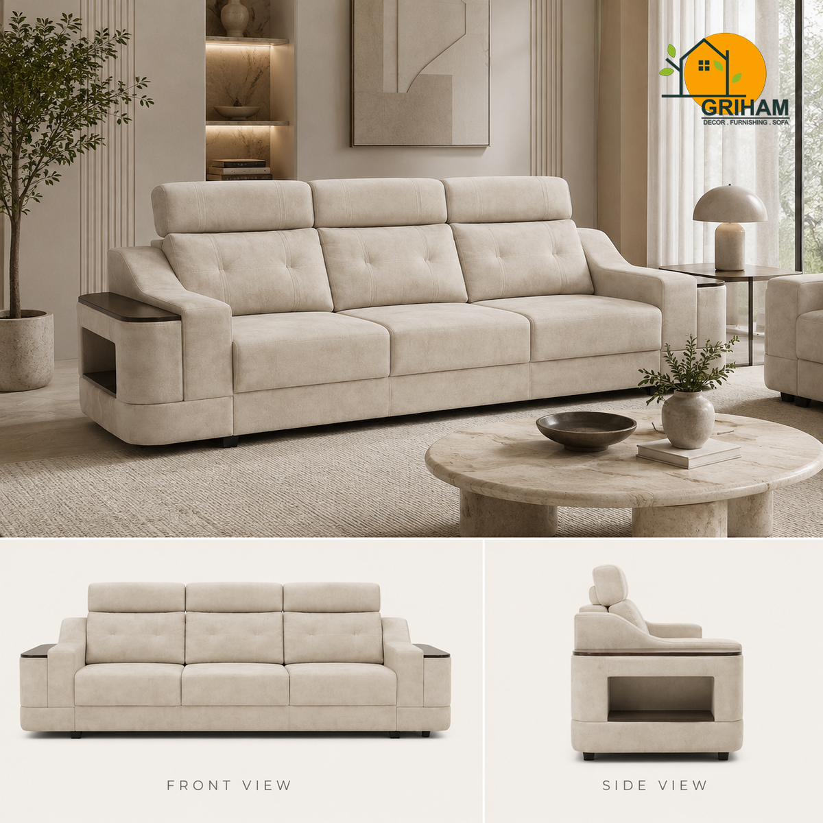 Haven Storage-Arm Sofa - product view 1 | Griham Decor