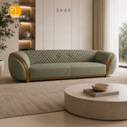 Aurelia Gold-Trim Sofa - 3 Seater in Sage | Griham Decor