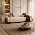 Terra Walnut Cradle Sofa - 3 Seater in Ivory | Griham Decor