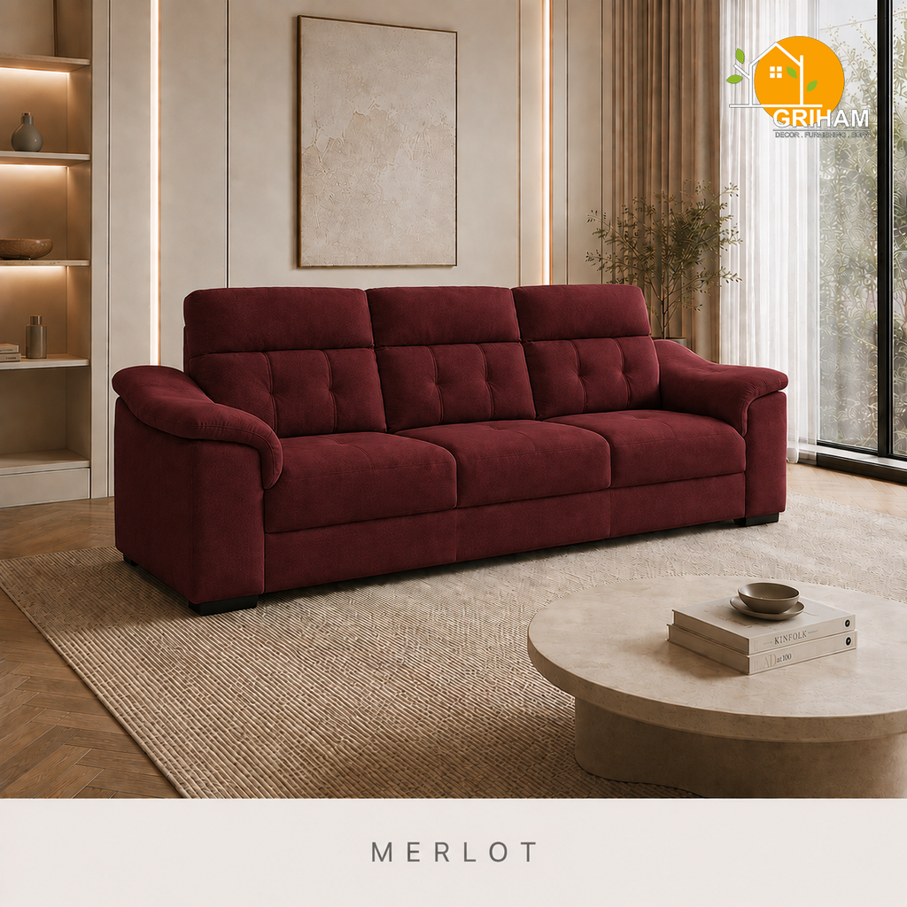 Regent High-Back Sofa - 3 Seater in Merlot | Griham Decor