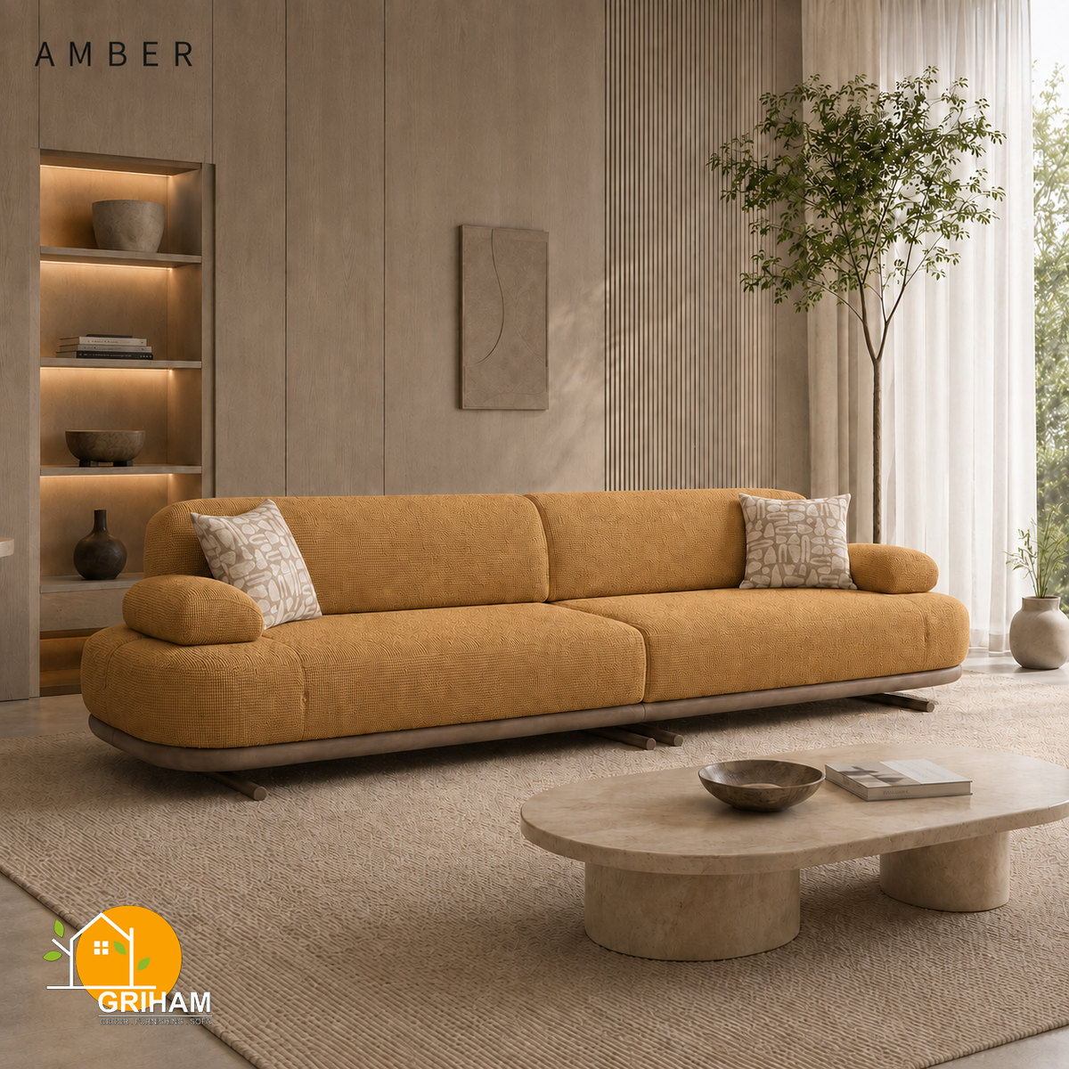 Aarhus Cloud Sofa - 3 Seater in Amber | Griham Decor