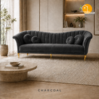 Celeste Fan-Back Sofa - 3 Seater in Charcoal | Griham Decor
