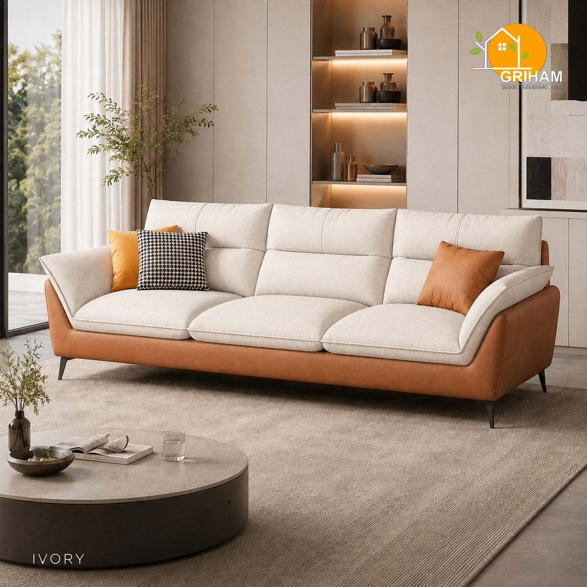 Sienna Wing Sofa - 3 Seater in Ivory | Griham Decor