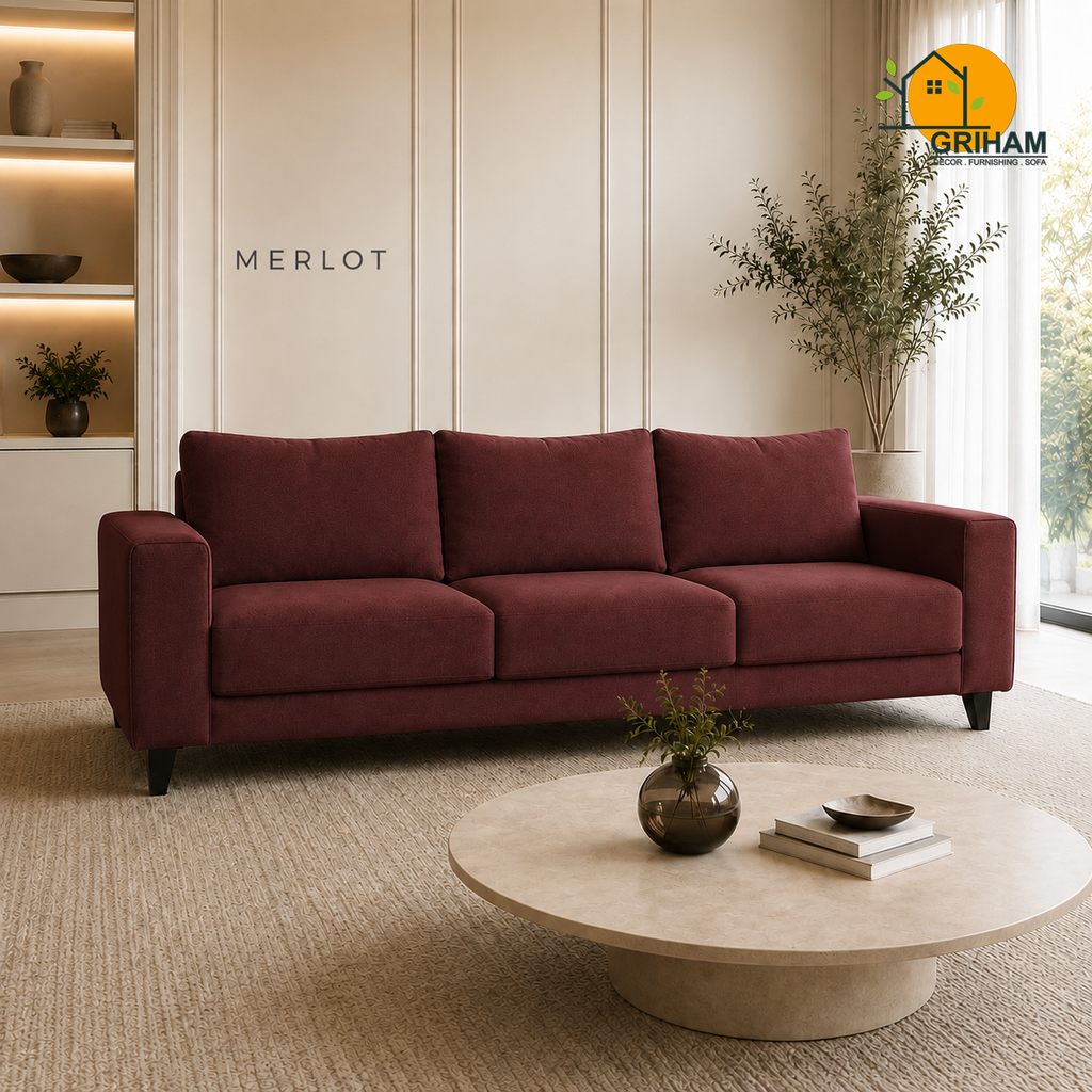 Nordic Everyday Sofa - 3 Seater in Merlot | Griham Decor