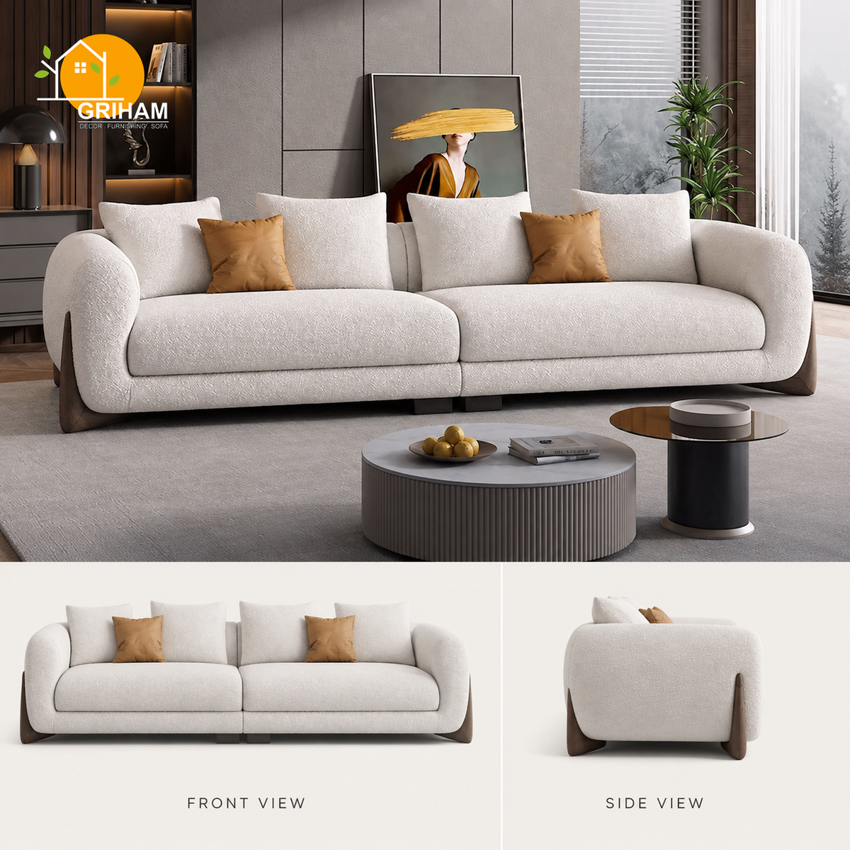 Cannes Boucle Sofa - product view 1 | Griham Decor