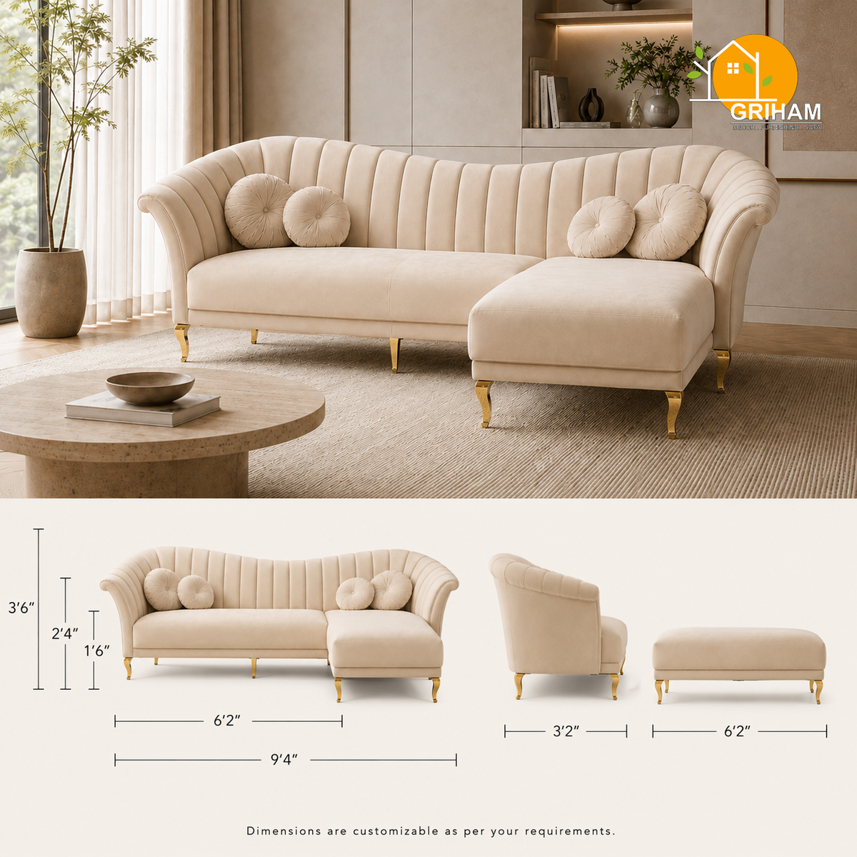 Celeste Fan-Back Sofa - product view 5 | Griham Decor