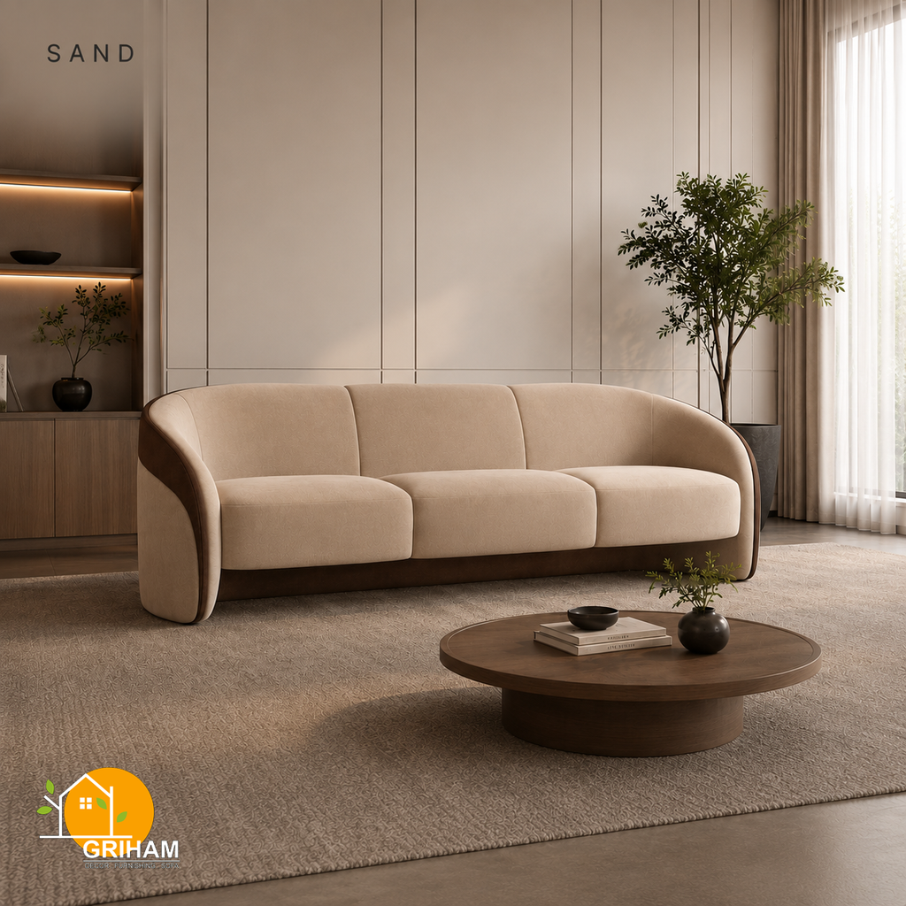 Cocoa Embrace Sofa - 3 Seater in Sand | Griham Decor