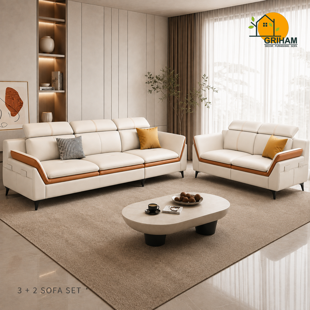 Aero Duo-Tone Sofa - 3+2 Seater in Ivory | Griham Decor