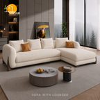 Cannes Boucle Sofa - 3+Lounger in Ivory | Griham Decor