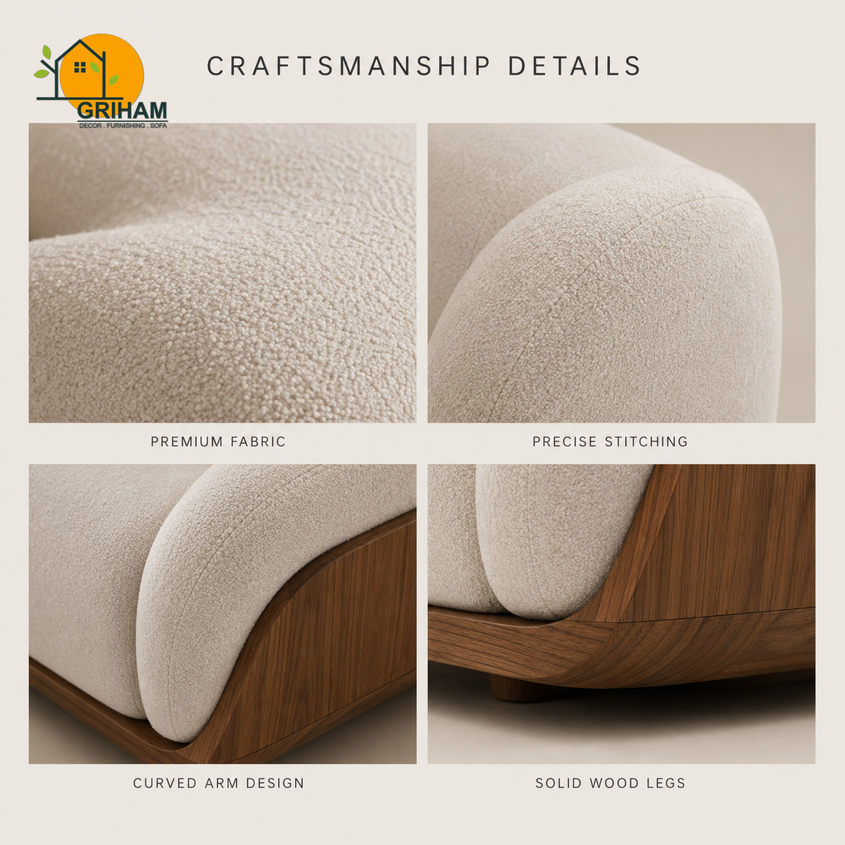 Terra Walnut Cradle Sofa - product view 7 | Griham Decor