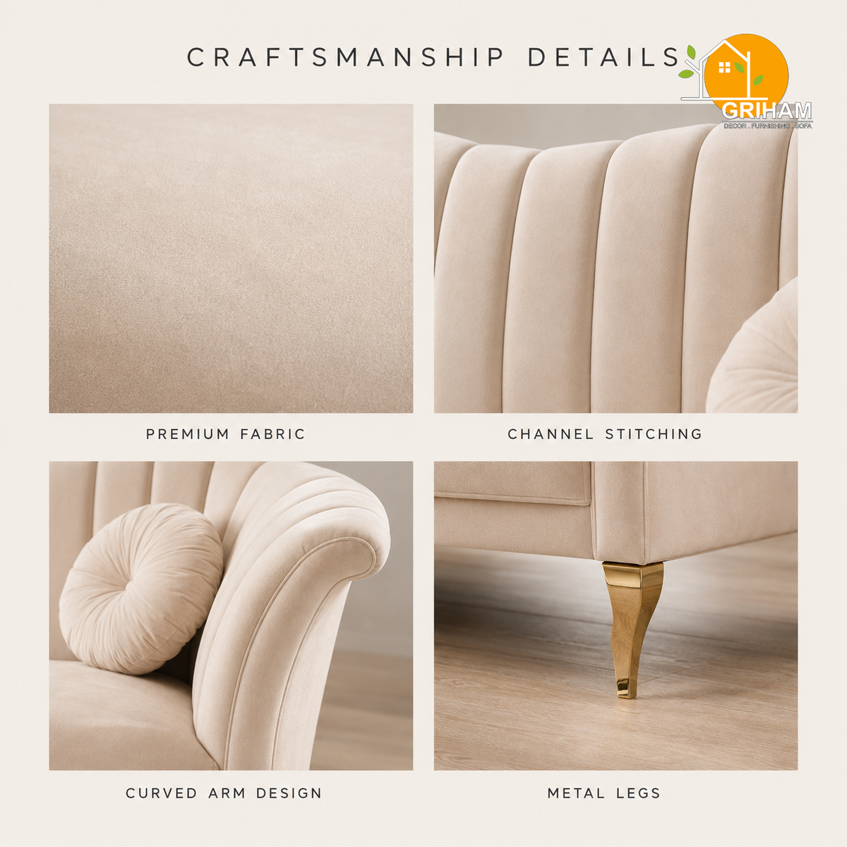 Celeste Fan-Back Sofa - product view 7 | Griham Decor