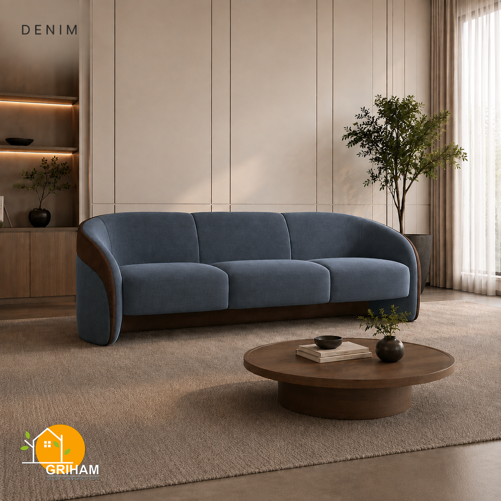 Cocoa Embrace Sofa - 3 Seater in Denim | Griham Decor
