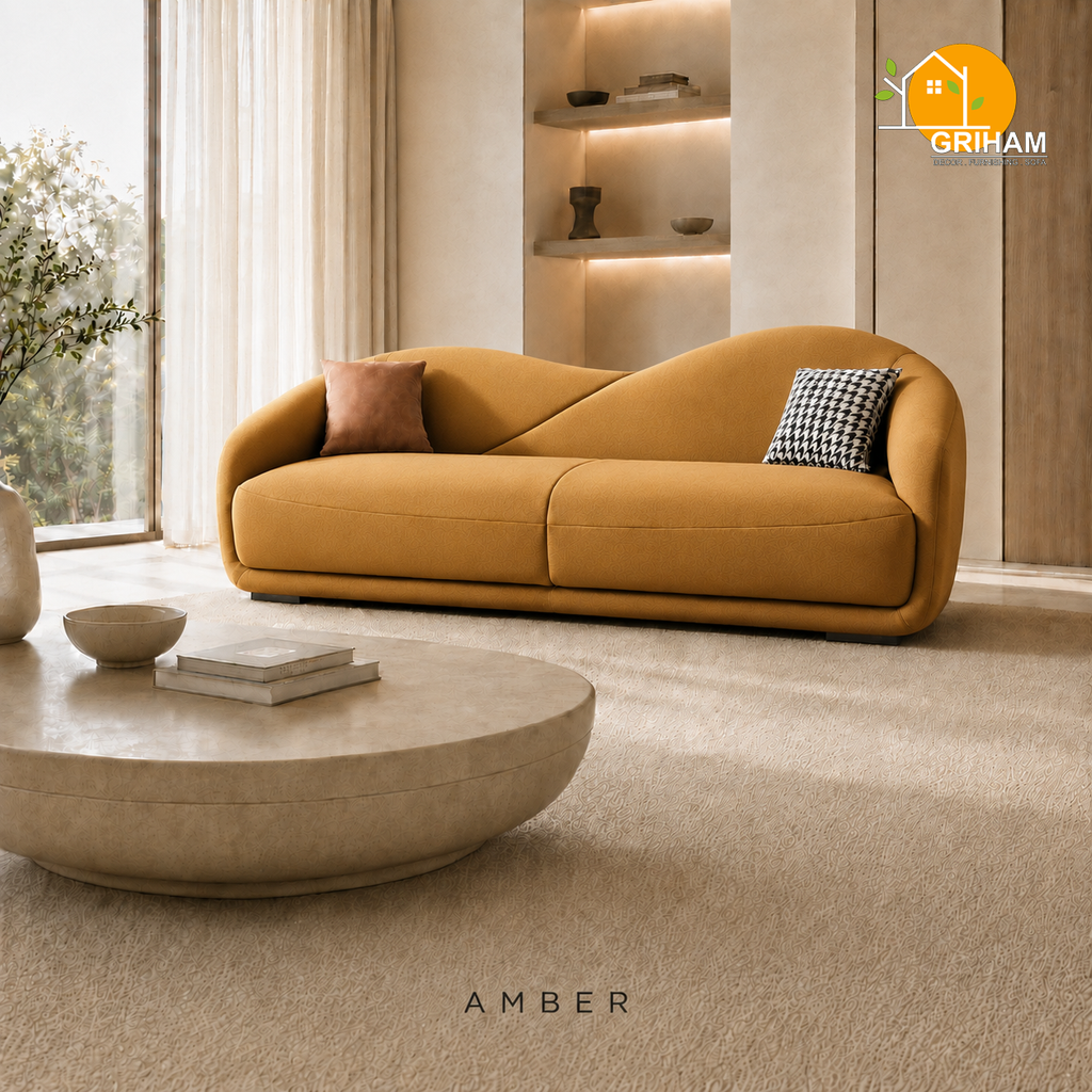 Serene Wave Sofa - 3 Seater in Amber | Griham Decor