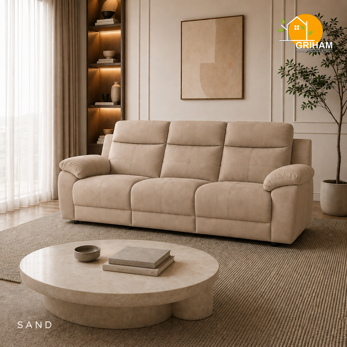 Bristol Lounge Sofa - 3 Seater in Sand | Griham Decor