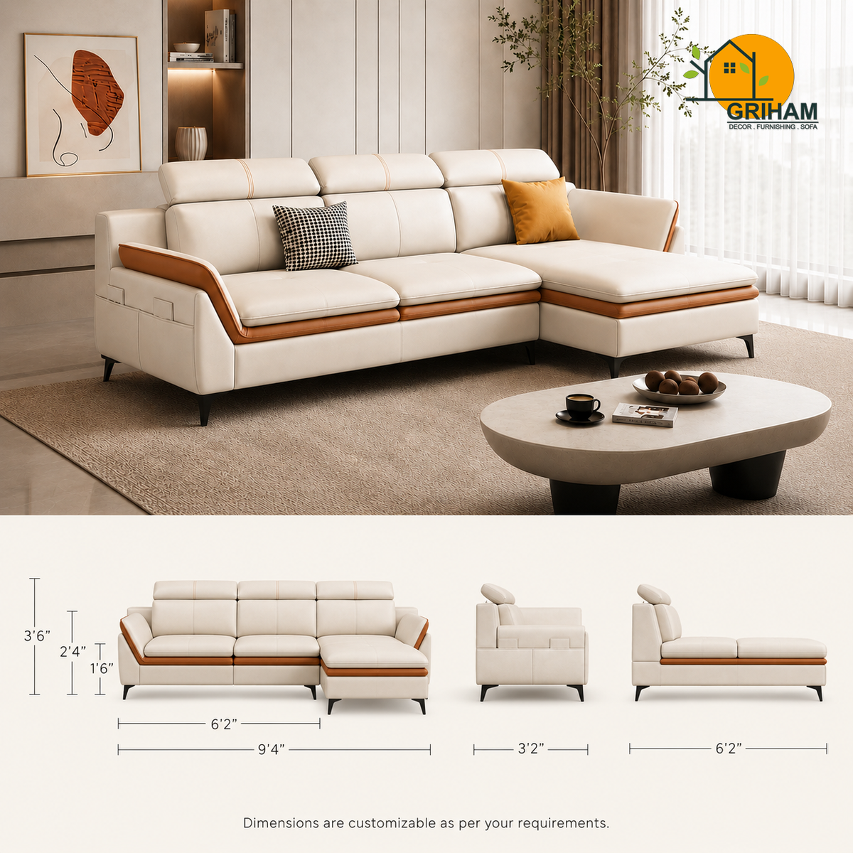 Aero Duo-Tone Sofa - product view 5 | Griham Decor