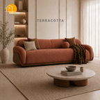 Terra Walnut Cradle Sofa - 3 Seater in Terracotta | Griham Decor