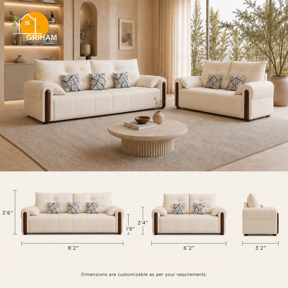 Cambridge Pillow-Back Sofa - product view 3 | Griham Decor