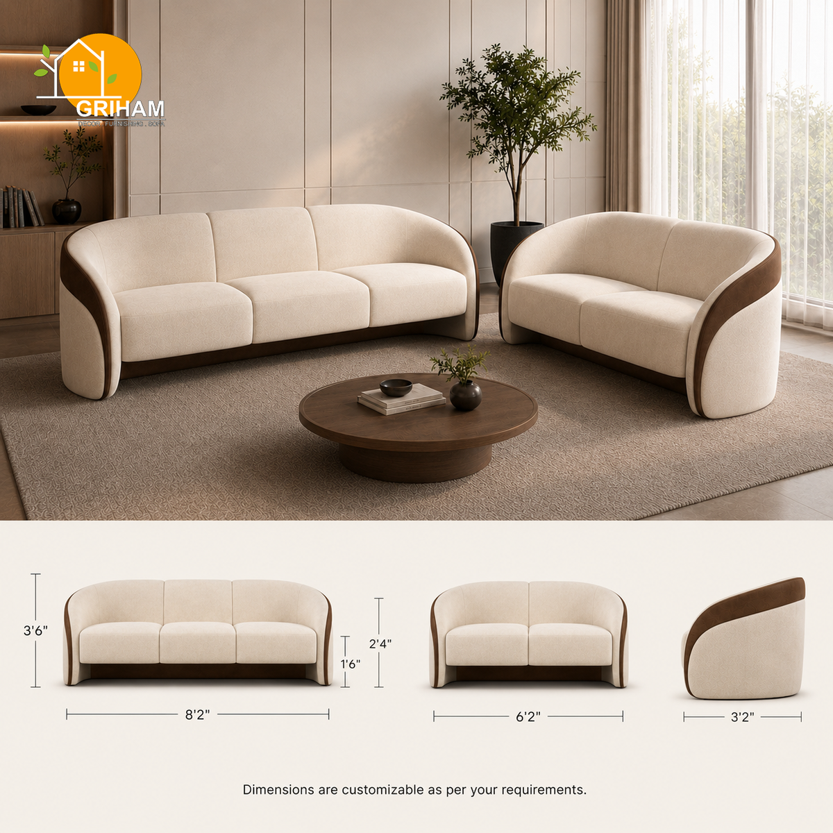 Cocoa Embrace Sofa - product view 3 | Griham Decor