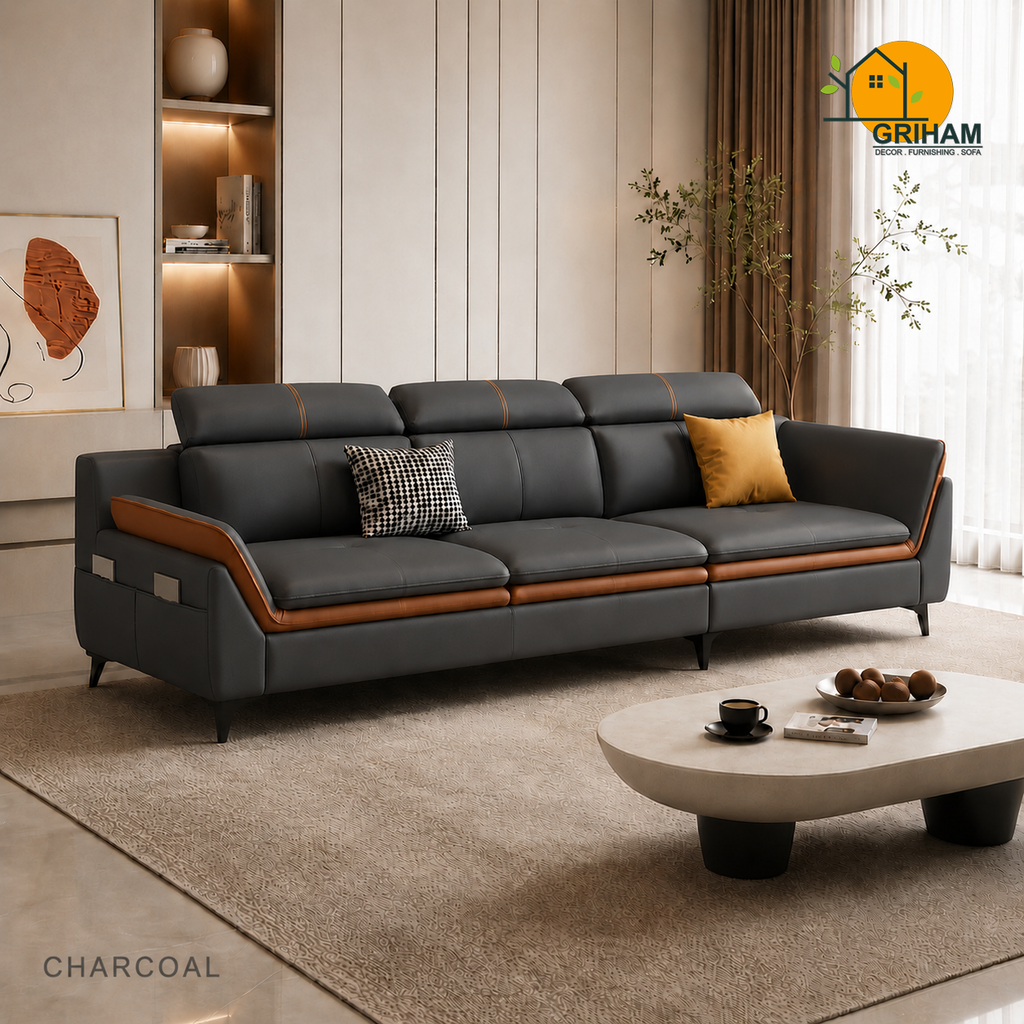 Aero Duo-Tone Sofa - 3 Seater in Charcoal | Griham Decor
