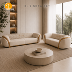 Aurelia Gold-Trim Sofa - 3+2 Seater in Ivory | Griham Decor