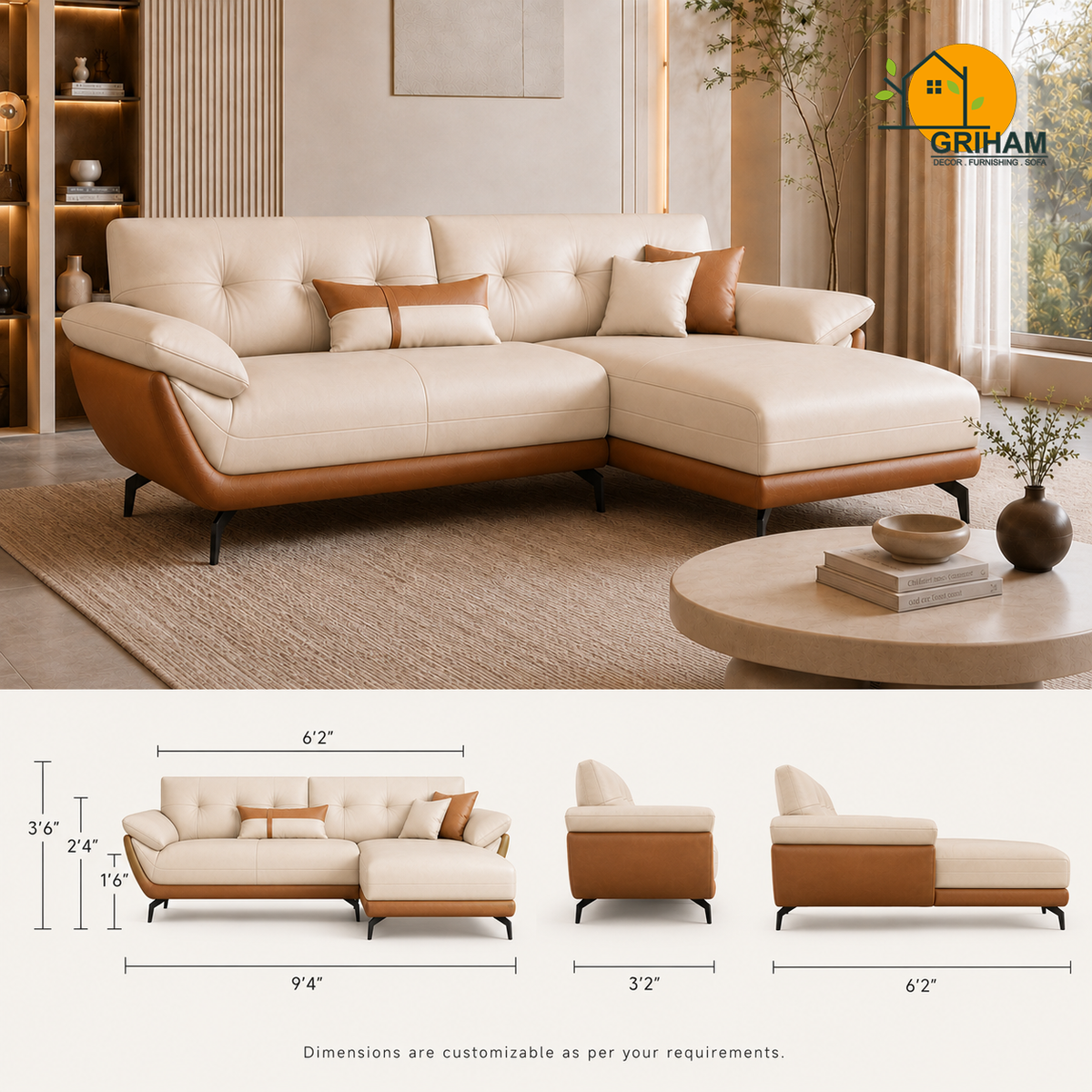 Monaco Curve Sofa - product view 5 | Griham Decor