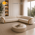 Aurelia Gold-Trim Sofa - 3+2 Corner in Ivory | Griham Decor