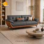 Monaco Curve Sofa - 3 Seater in Charcoal | Griham Decor