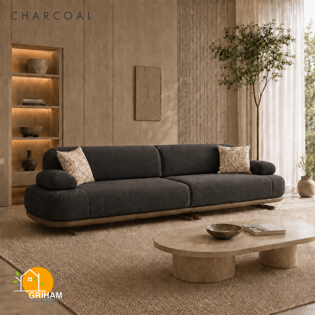 Aarhus Cloud Sofa - 3 Seater in Charcoal | Griham Decor