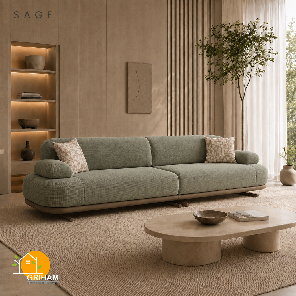 Aarhus Cloud Sofa - 3 Seater in Sage | Griham Decor