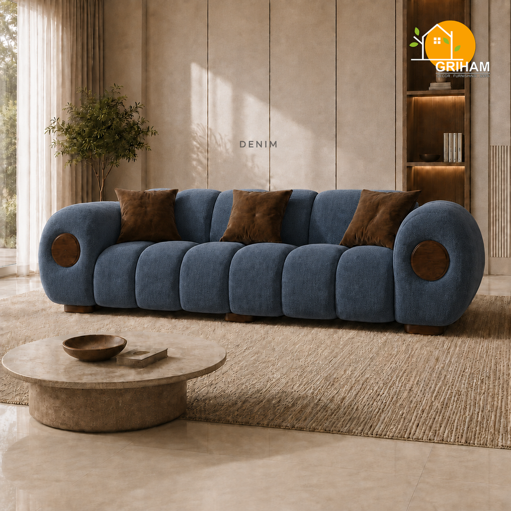 Orbit Statement Sofa - 3 Seater in Denim | Griham Decor