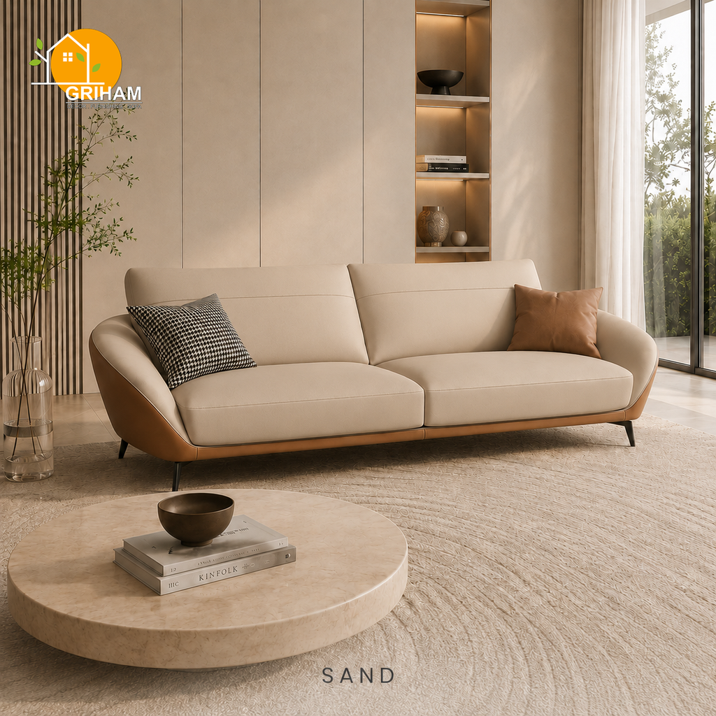 Valencia Shell Sofa - 3 Seater in Sand | Griham Decor