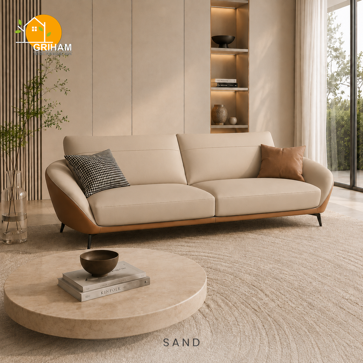 Valencia Shell Sofa - 3 Seater in Sand | Griham Decor