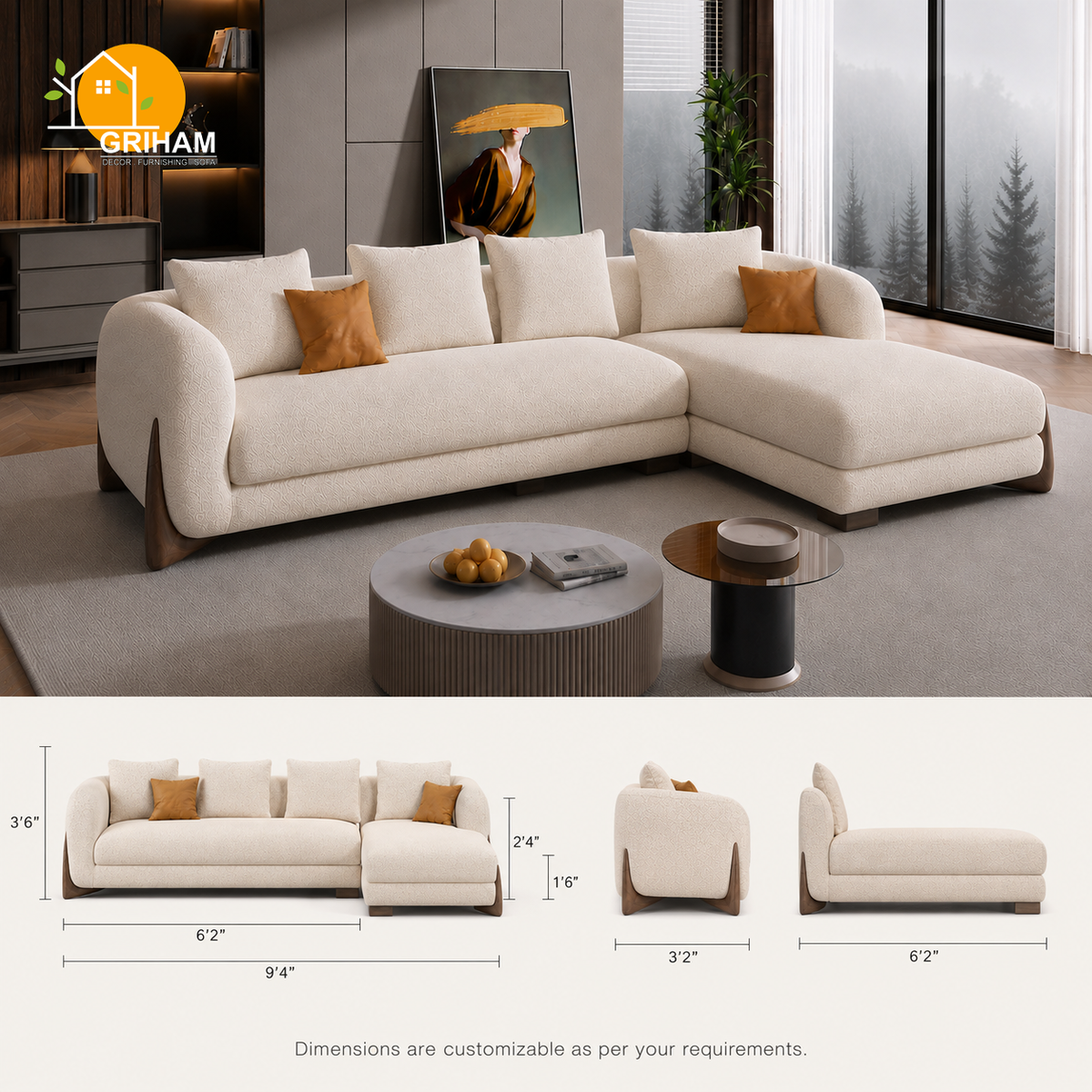 Cannes Boucle Sofa - product view 5 | Griham Decor