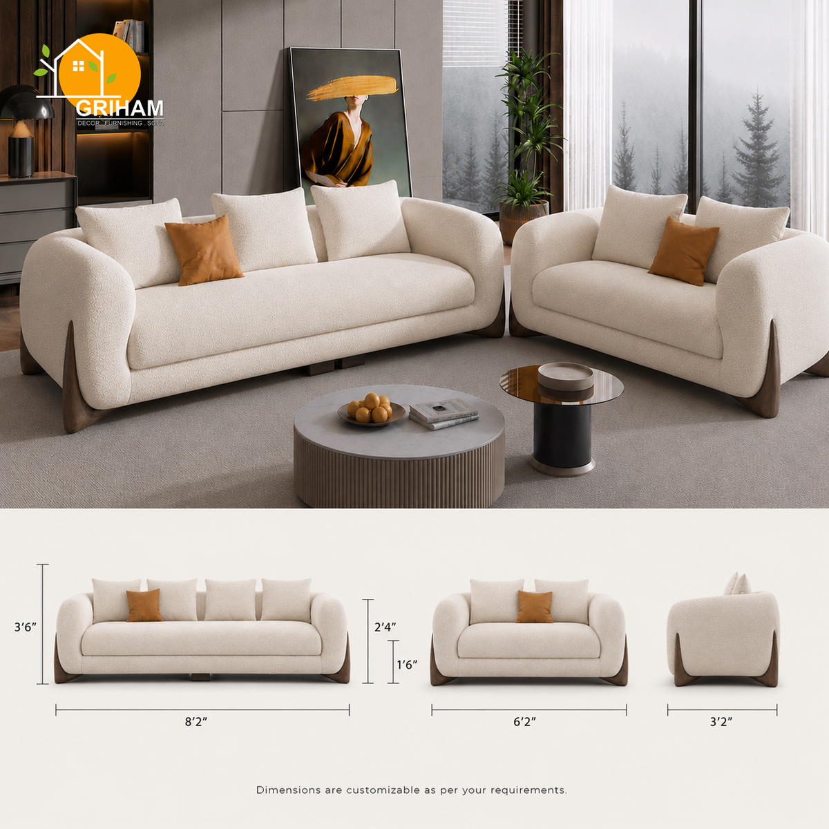 Cannes Boucle Sofa - product view 3 | Griham Decor