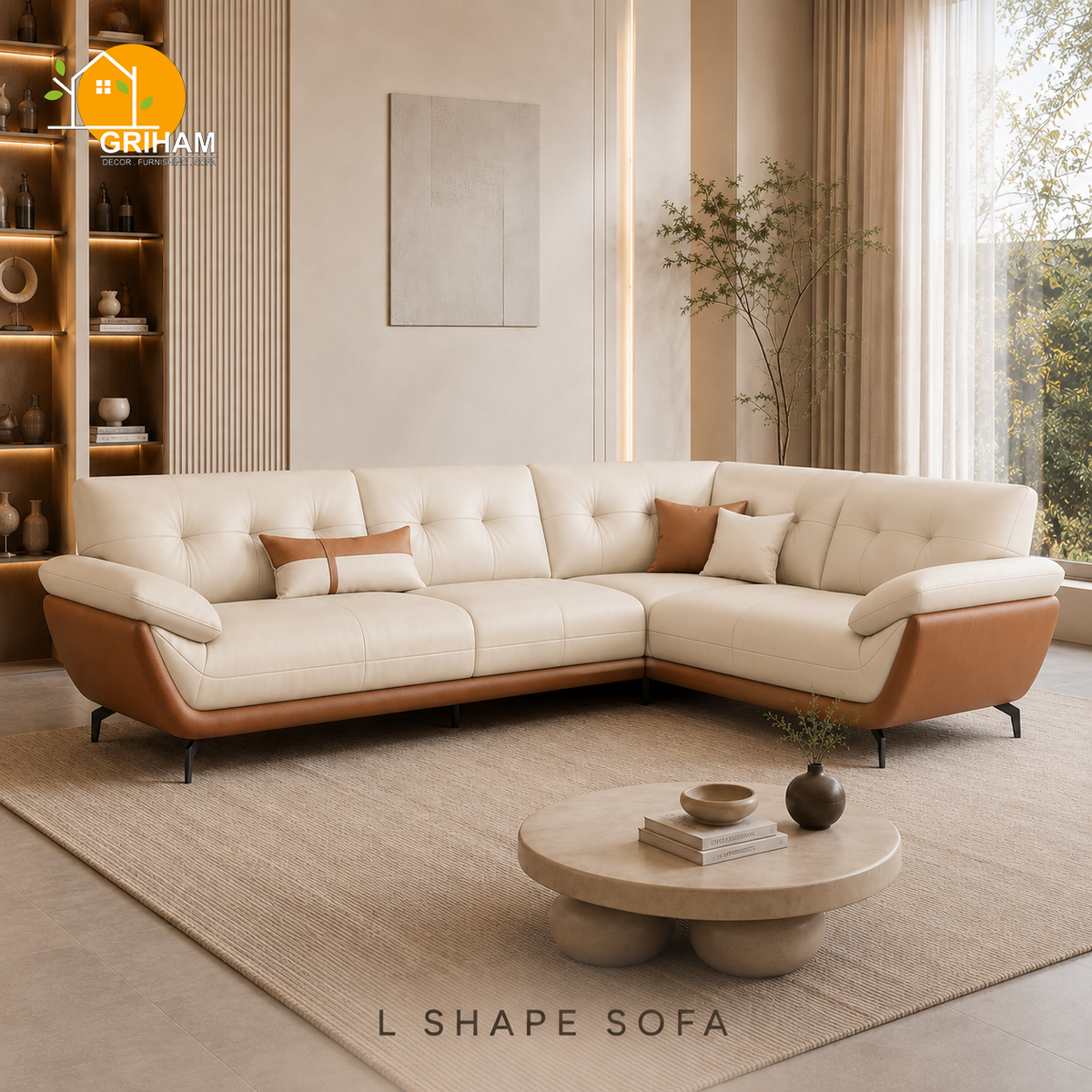 Monaco Curve Sofa - 3+2 Corner in Ivory | Griham Decor