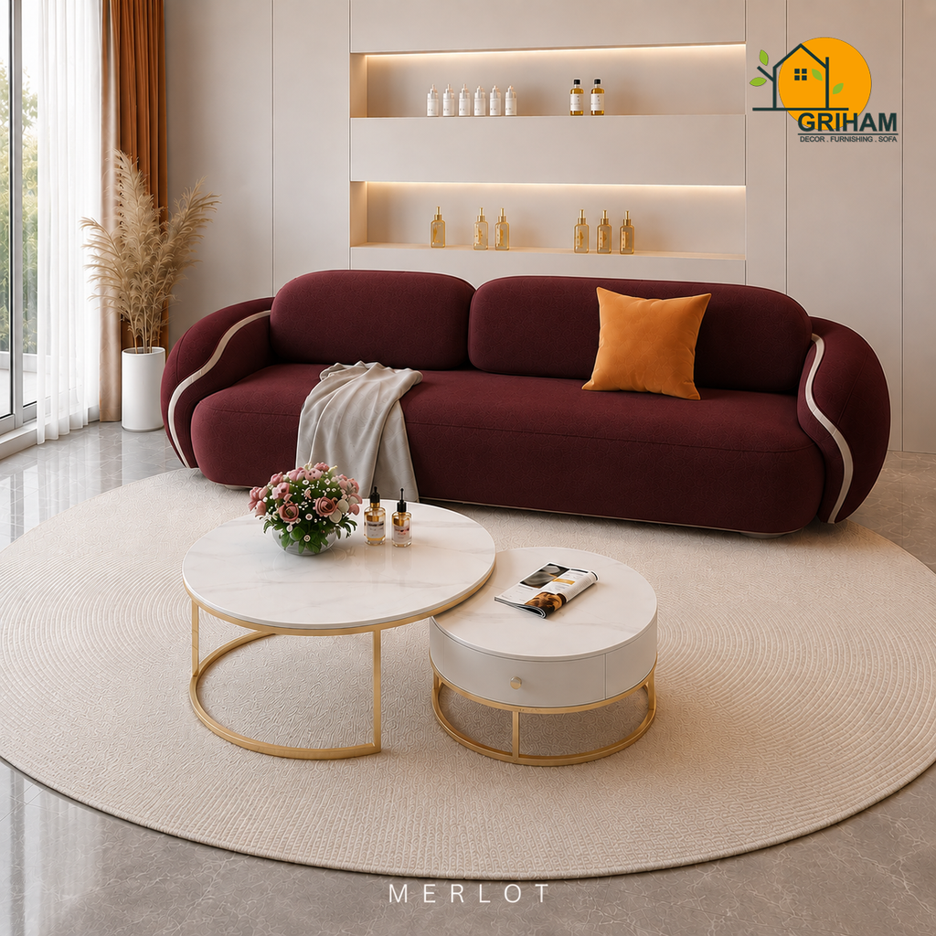 Lagoon Petal Sofa - 3 Seater in Merlot | Griham Decor