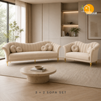 Celeste Fan-Back Sofa - 3+2 Seater in Ivory | Griham Decor