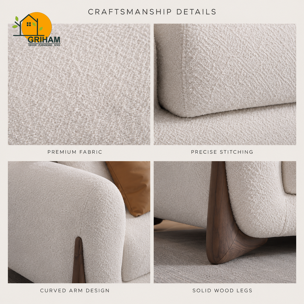 Cannes Boucle Sofa - product view 7 | Griham Decor