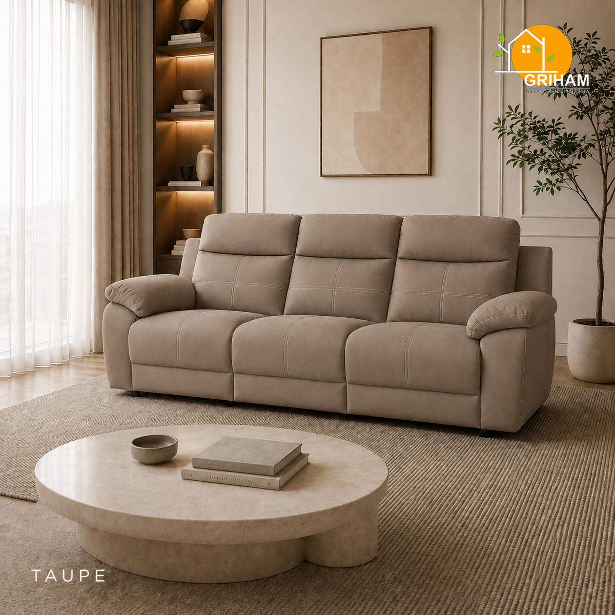 Bristol Lounge Sofa - 3 Seater in Taupe | Griham Decor