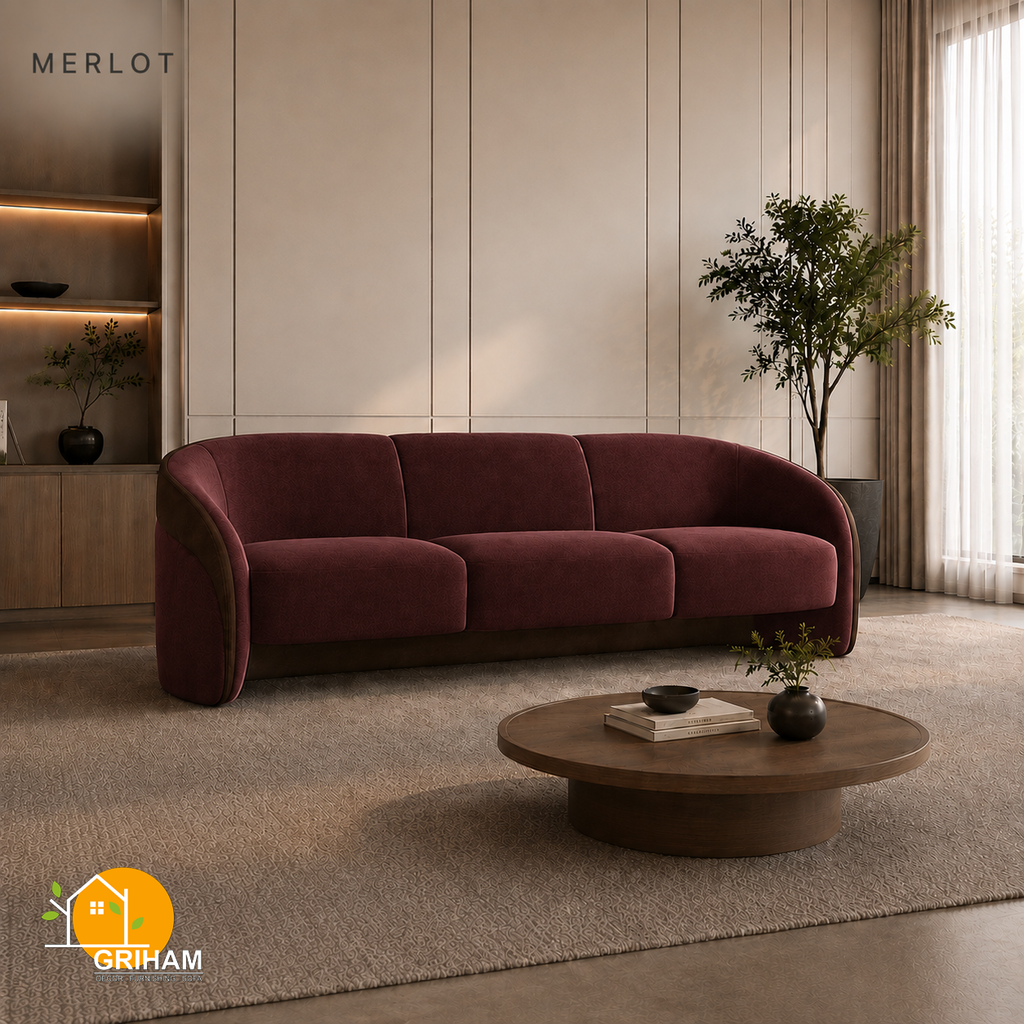 Cocoa Embrace Sofa - 3 Seater in Merlot | Griham Decor