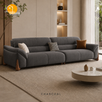 Kyoto Wood-Accent Sofa - 3 Seater in Charcoal | Griham Decor