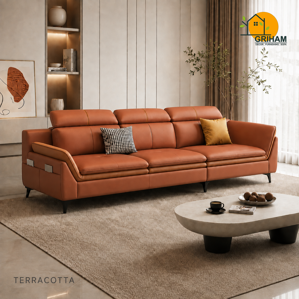 Aero Duo-Tone Sofa - 3 Seater in Terracotta | Griham Decor
