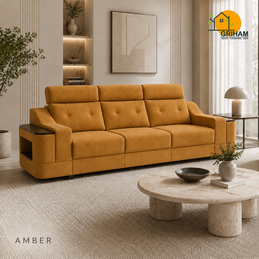 Haven Storage-Arm Sofa - 3 Seater in Amber | Griham Decor