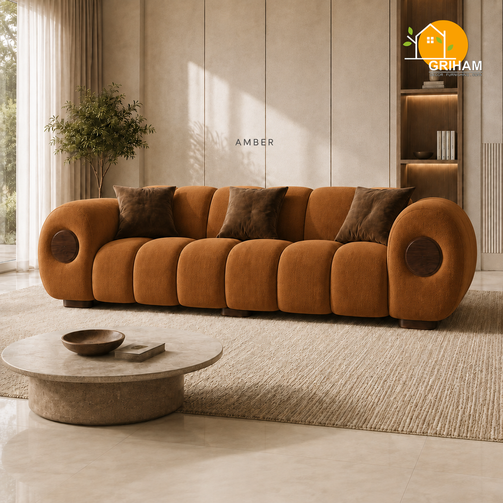 Orbit Statement Sofa - 3 Seater in Amber | Griham Decor
