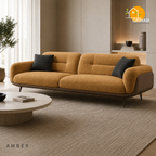 Oslo Walnut Wrap Sofa - 3 Seater in Amber | Griham Decor