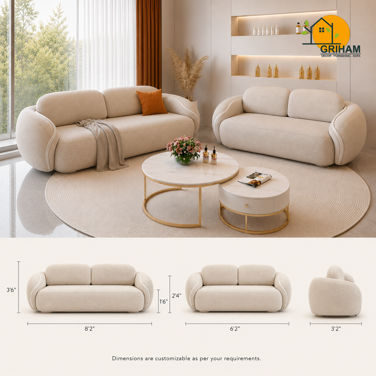 Lagoon Petal Sofa - product view 3 | Griham Decor