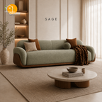 Terra Walnut Cradle Sofa - 3 Seater in Sage | Griham Decor